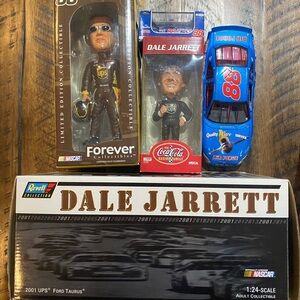 Nascar Dale Jarrett Blue 88 Race Car & Branded Driver Figures